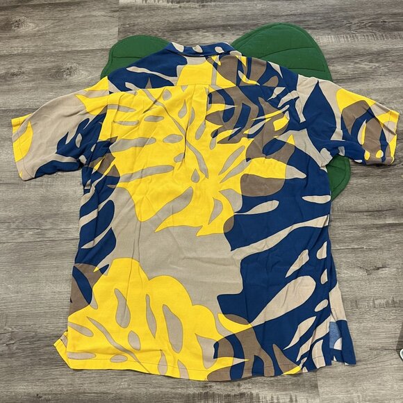 Manuhealii Hawaii Mens Medium Monstera Short Sleeve Pullover Aloha Shirt - Picture 2 of 6